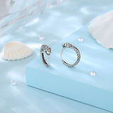 925 Silver Snake Ear Buckles Green Zircon Hoop Earrings Women Statement Jewelry