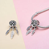 925 Silver Dream Catcher Charm Green CZ Beads Fits Bracelets CYZ059