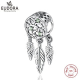 925 Silver Dream Catcher Charm Green CZ Beads Fits Bracelets CYZ059