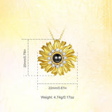925 Silver Sunflower Pendant Necklace with I Love You 100 Language Message