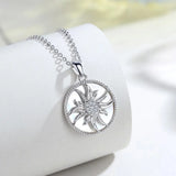925 Silver Sunflower Pendant Mother of Pearl Necklace