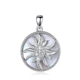 925 Silver Sunflower Pendant Mother of Pearl Necklace