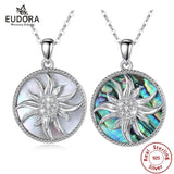 925 Silver Sunflower Pendant Mother of Pearl Necklace