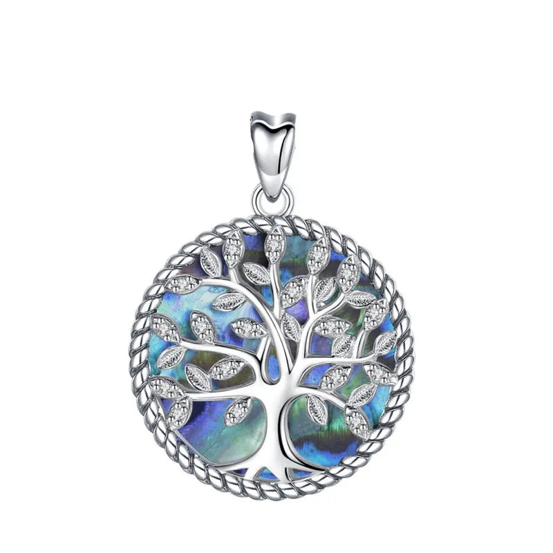925 Silver Tree Of Life Crystal Pendant Necklace D170