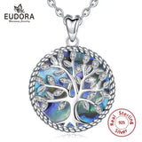 925 Silver Tree Of Life Crystal Pendant Necklace D170