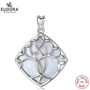 925 Silver Tree Of Life Pendant Mother of Pearl Shell Necklace