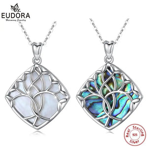 925 Silver Tree Of Life Pendant Mother of Pearl Shell Necklace