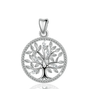 925 Silver Tree of Life Necklace Oak Tree CZ Pendant Nature Jewelry