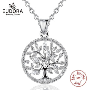 925 Silver Tree of Life Necklace Oak Tree CZ Pendant Nature Jewelry