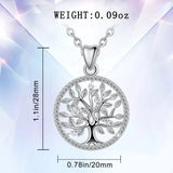 925 Silver Tree of Life Necklace Oak Tree CZ Pendant Nature Jewelry