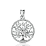 925 Silver Tree of Life Necklace Oak Tree CZ Pendant Nature Jewelry