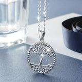 925 Silver Tree of Life Pendant Necklace Solid Tree Leaf & Goddess Necklace