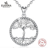 925 Silver Tree of Life Pendant Necklace Solid Tree Leaf & Goddess Necklace