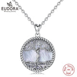 925 Silver Tree of Life Pendant Goddess Mother of Pearl Necklace Vintage Jewelry