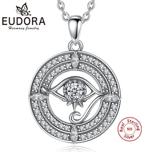 925 Silver Evil Eye Pendant Necklace Crystal Lucky Charm