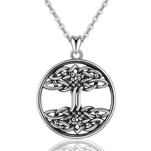 925 Silver Celtic Knot Tree Of Life Pendant Necklace Men Women