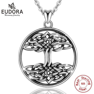 925 Silver Celtic Knot Tree Of Life Pendant Necklace Men Women