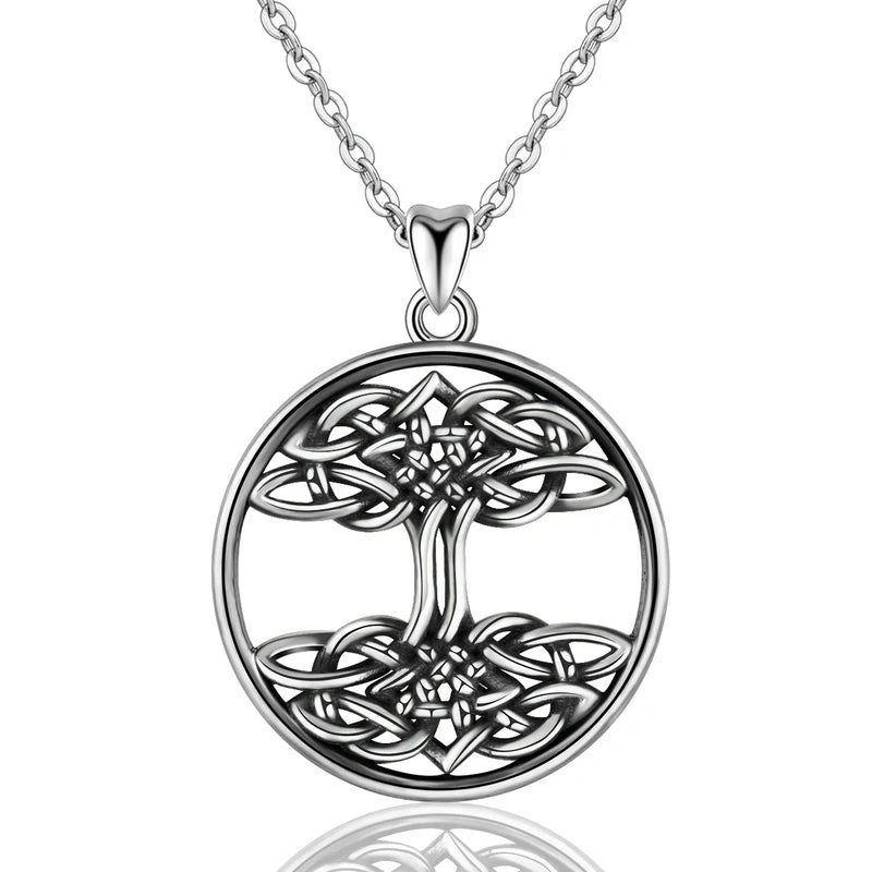 925 Silver Celtic Knot Tree Of Life Pendant Necklace Men Women
