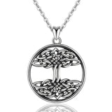 925 Silver Celtic Knot Tree Of Life Pendant Necklace Men Women