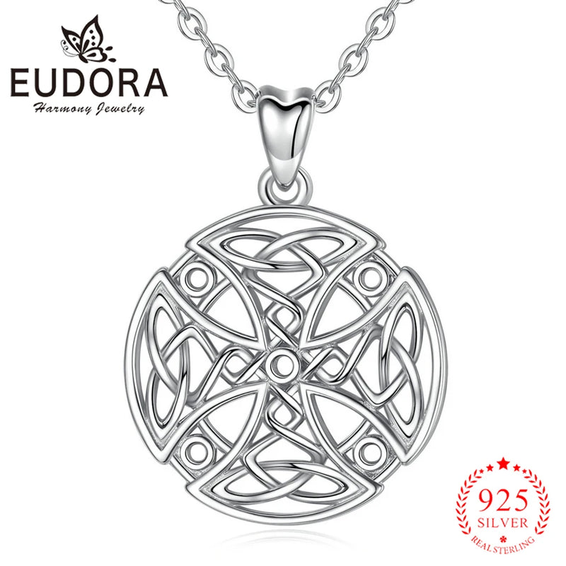 925 Silver Celtics Cross Pendant Necklace Good luck Charm D446