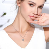 925 Silver Hamsa Hand of Fatima Pendant Necklace CZ Charm Jewelry
