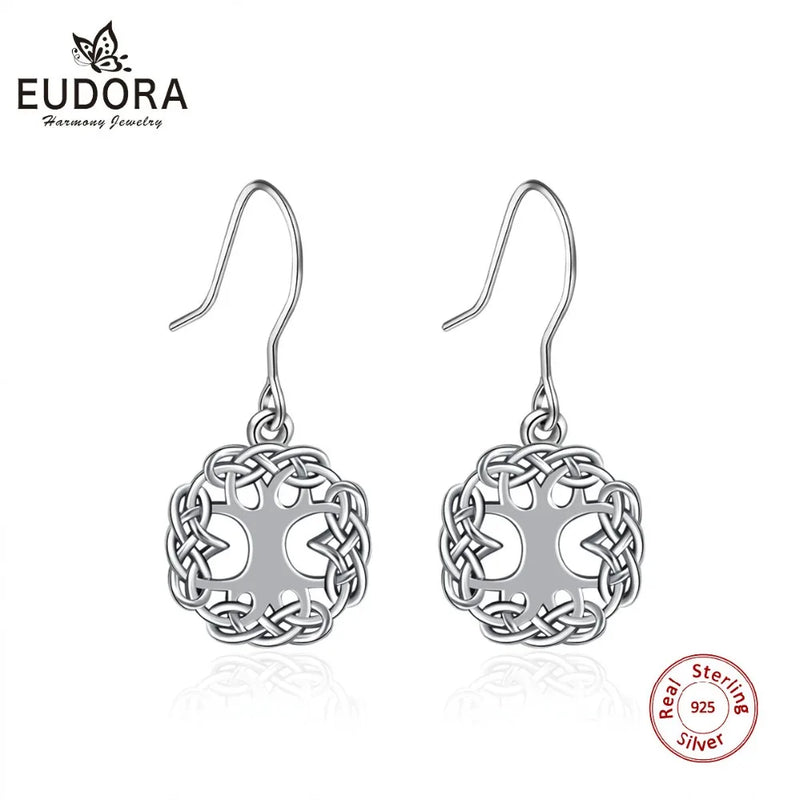 925 Silver Celtics Knot Tree Of Life Drop Earrings CYE027