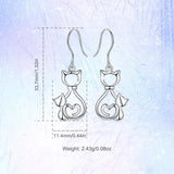 925 Silver Cat Kitten Pussy Girls Drop Earrings in Box E108