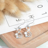925 Silver Cat Kitten Pussy Girls Drop Earrings in Box E108
