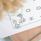 925 Silver Cat Kitten Pussy Girls Drop Earrings in Box E108
