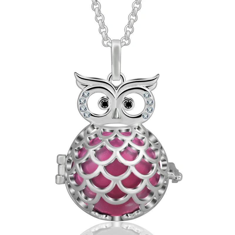 Copper Owl 20mm Chime Ball Cage Pendant Necklace