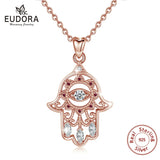 925 Silver Zircon Hamsa Hand Necklace Purple Pendant