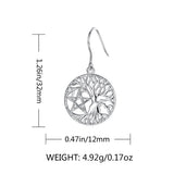 925 Silver Star Tree of Life Earrings for Women Sterling Silver Jewelry