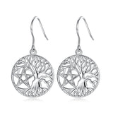 925 Silver Star Tree of Life Earrings for Women Sterling Silver Jewelry