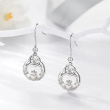 925 Silver Claddagh Celtics Knot Drop Earrings Crown & Heart Dangles