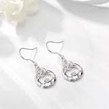 925 Silver Claddagh Celtics Knot Drop Earrings Crown & Heart Dangles