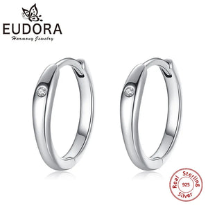 925 Silver Crystal Hoop Earrings Party Jewelry