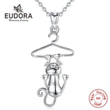 925 Sterling Silver Funny Cat Pendant Animal Necklace
