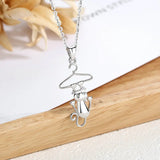 925 Sterling Silver Funny Cat Pendant Animal Necklace