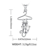 925 Sterling Silver Funny Cat Pendant Animal Necklace