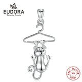 925 Sterling Silver Funny Cat Pendant Animal Necklace