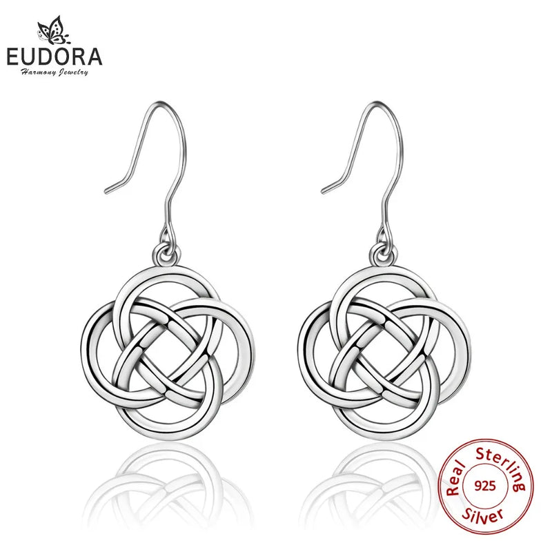925 Silver Celtics Knot Earrings Rhodium Plated Jewelry