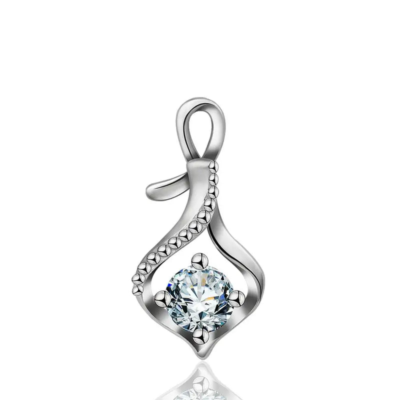 925 Silver Heart Pendant Necklace CZ Wedding Jewelry D220