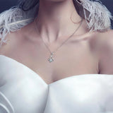 925 Silver Heart Pendant Necklace CZ Wedding Jewelry D220