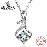 925 Silver Heart Pendant Necklace CZ Wedding Jewelry D220