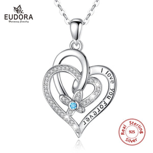 925 Silver Crystal Flower Pendant Necklace for Girls
