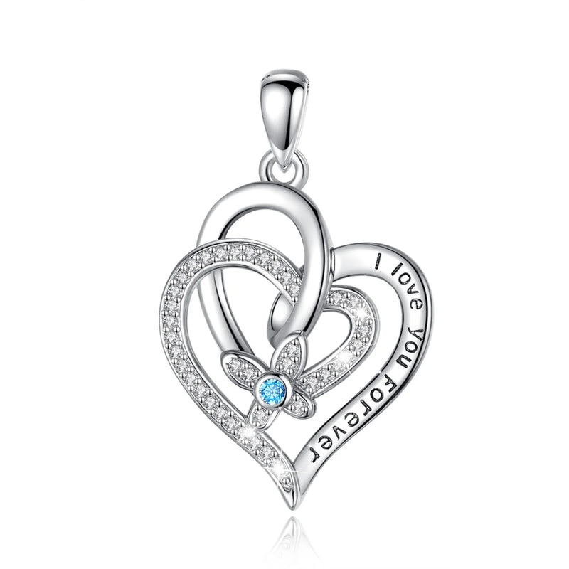 925 Silver Crystal Flower Pendant Necklace for Girls