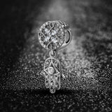 925 Silver Hand Of Fatima CZ Flower Pendant for Women
