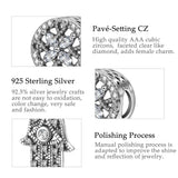 925 Silver Hand Of Fatima CZ Flower Pendant for Women