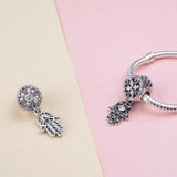 925 Silver Hand Of Fatima CZ Flower Pendant for Women