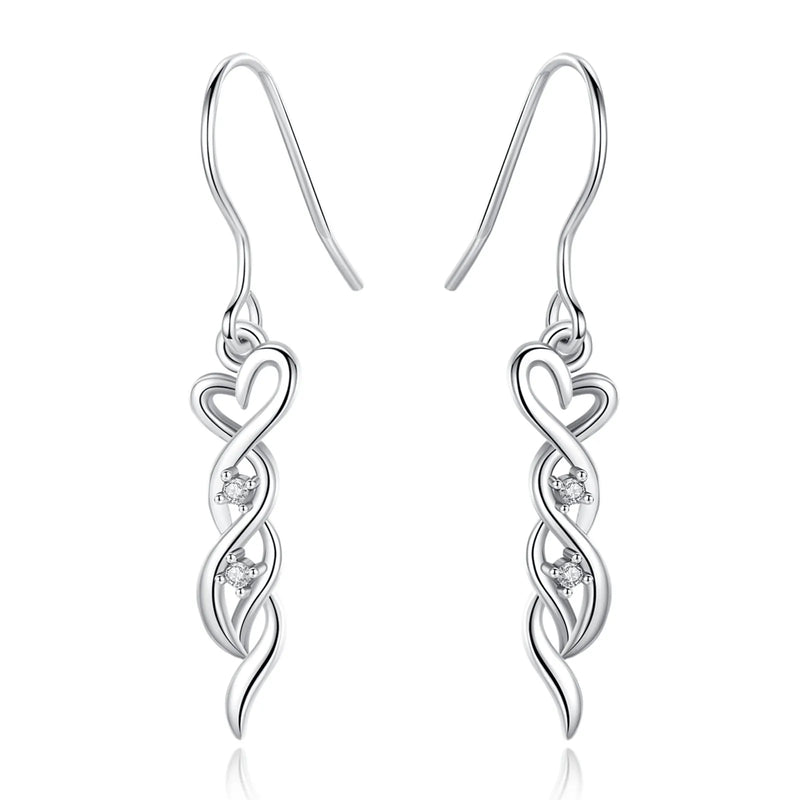 925 Silver Heart Celtic Knot Drop Earrings Hypoallergenic Gift